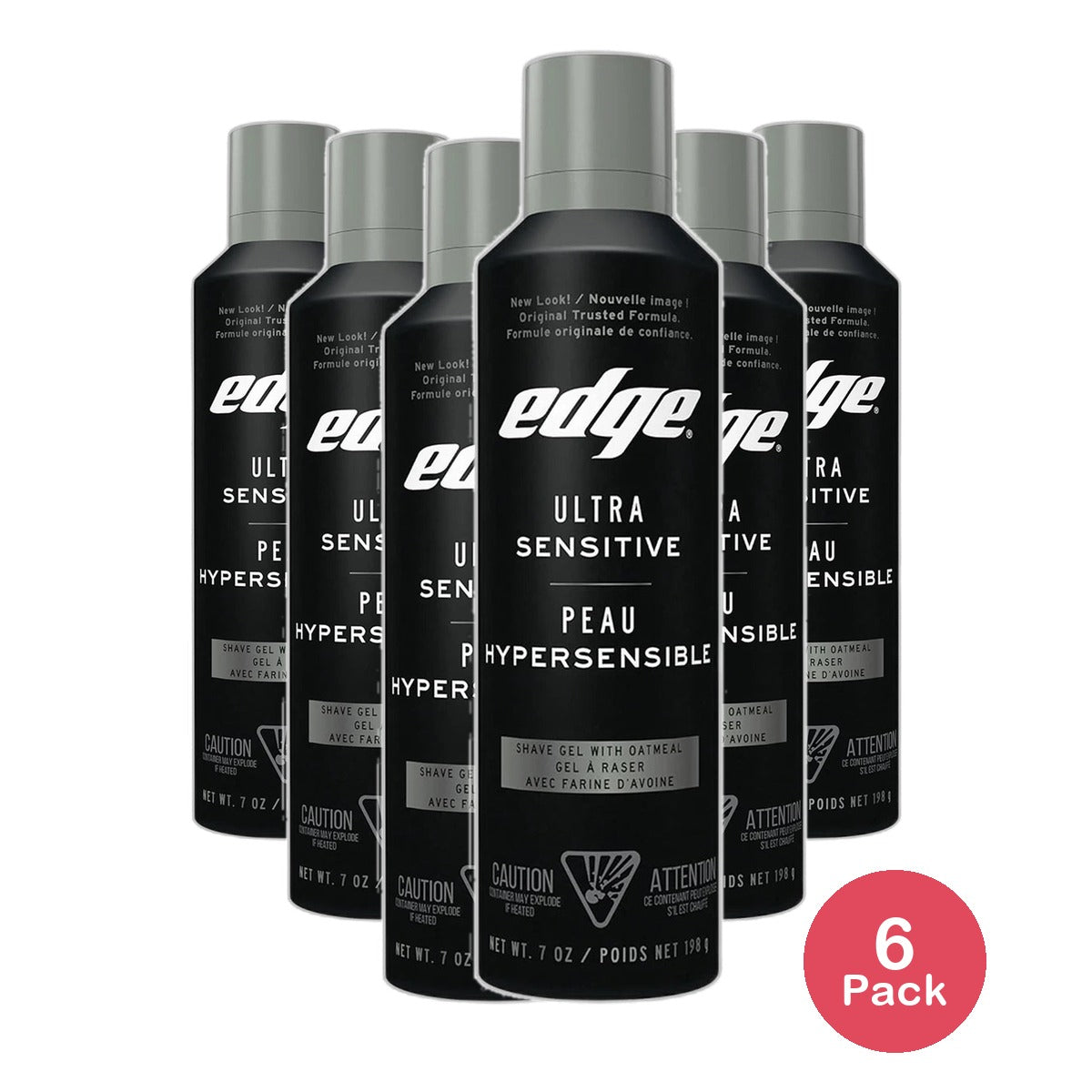 Edge Ultra Sensitive Shave Gel With Oat Meal Fragrance Free 7Oz (Pack of 6)