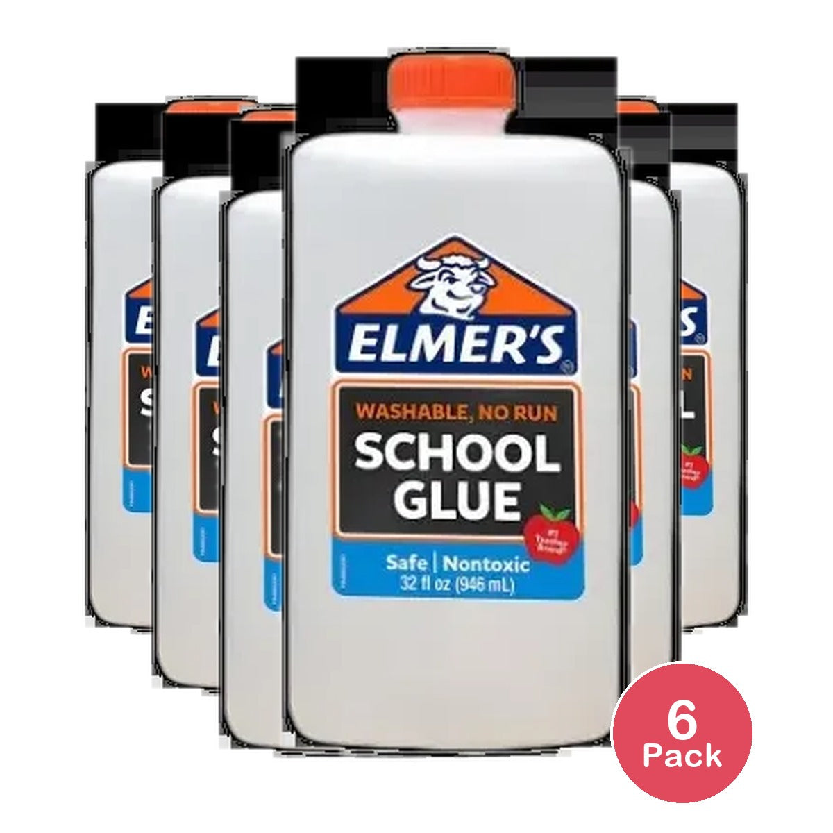 Elmer's Liquid School Glue White Washable 32 Ounces (Pack of 6)