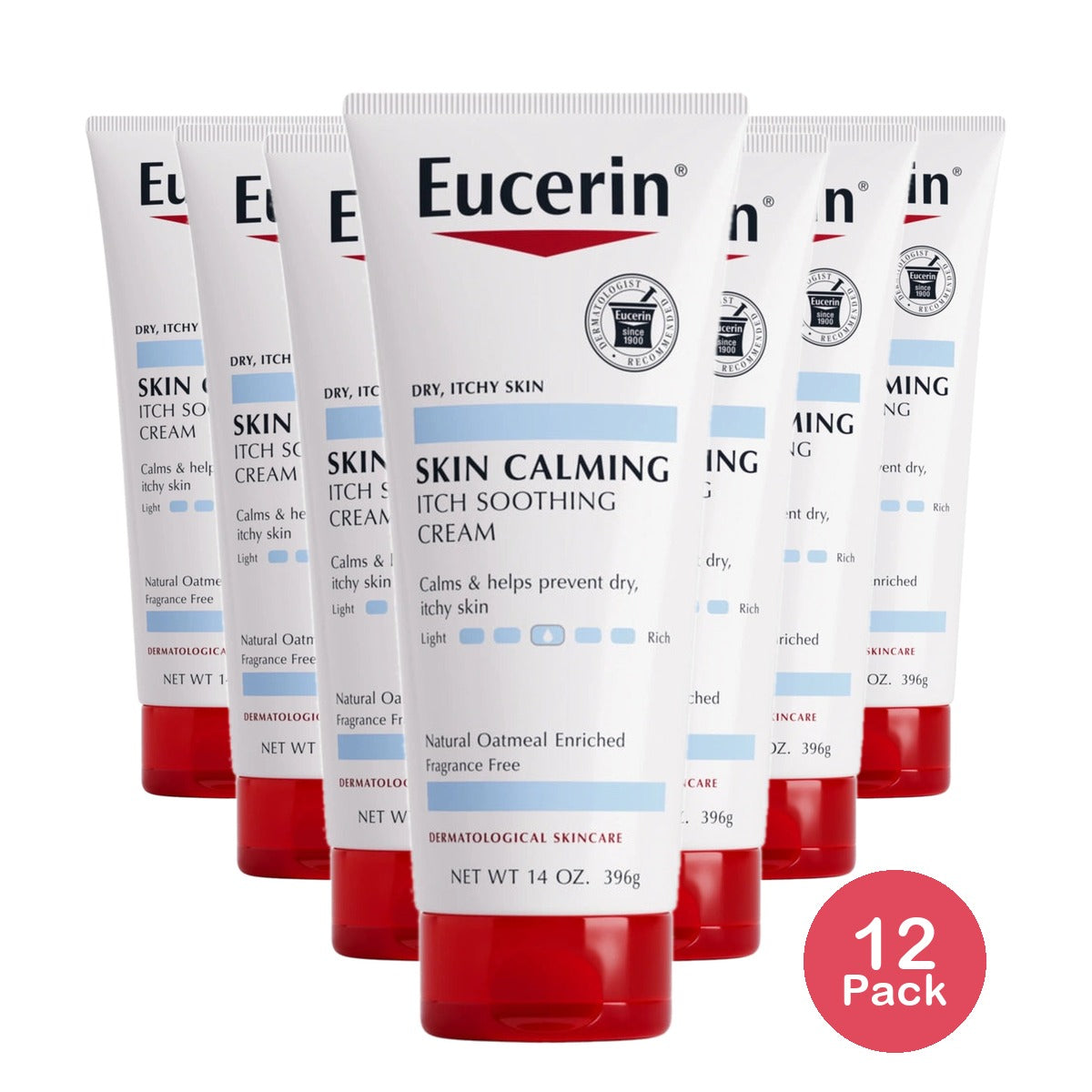 Eucerin Skin Calming Daily Body Cream Unscented 14 oz (Pack of 12)