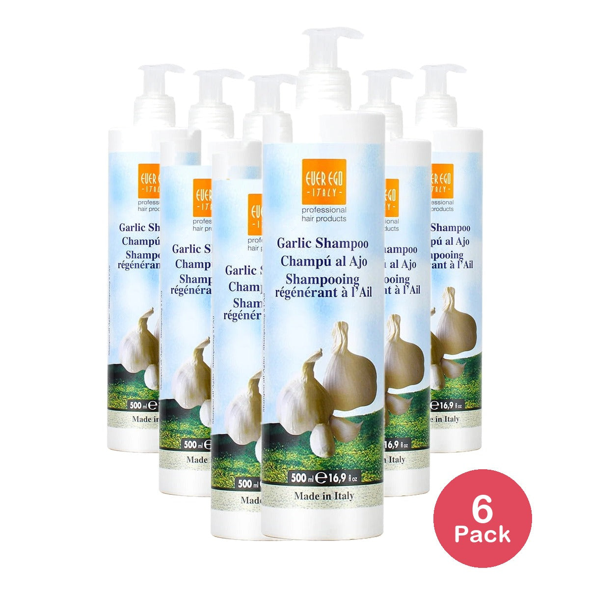 Ever Ego Regenerating Garlic Shampoo 500ml/16.9oz 16.9 Fl. Oz (Pack of 6)