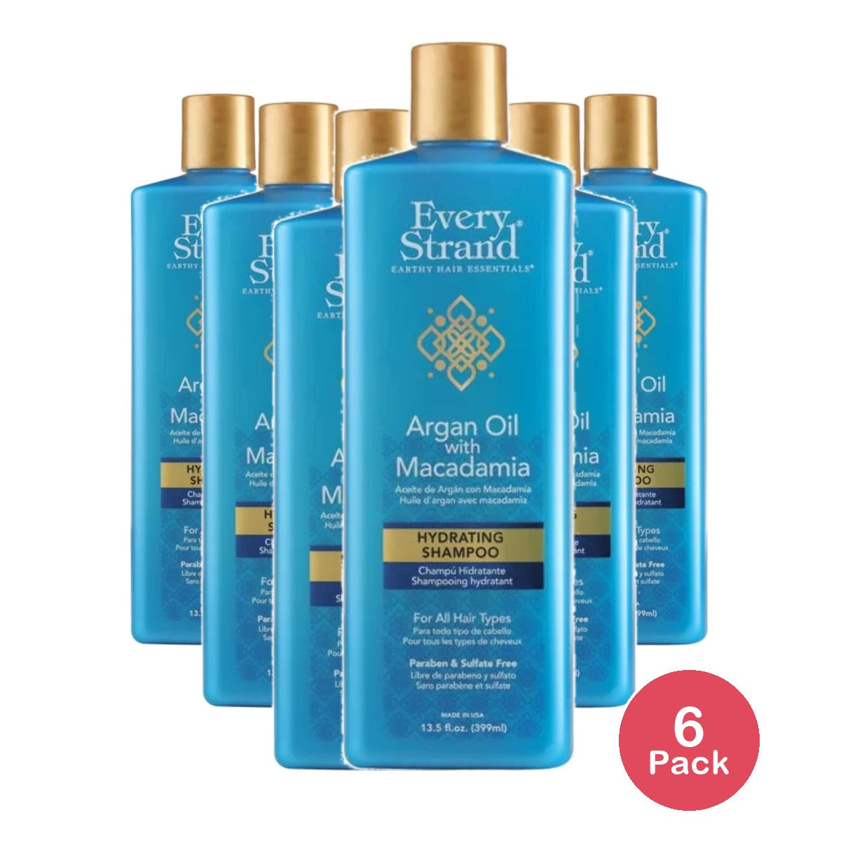 Every Strand Argan Oil with Macadamia Hydrating Shampoo 13.5 fl oz 13.5 Fl. Oz (Pack of 6)