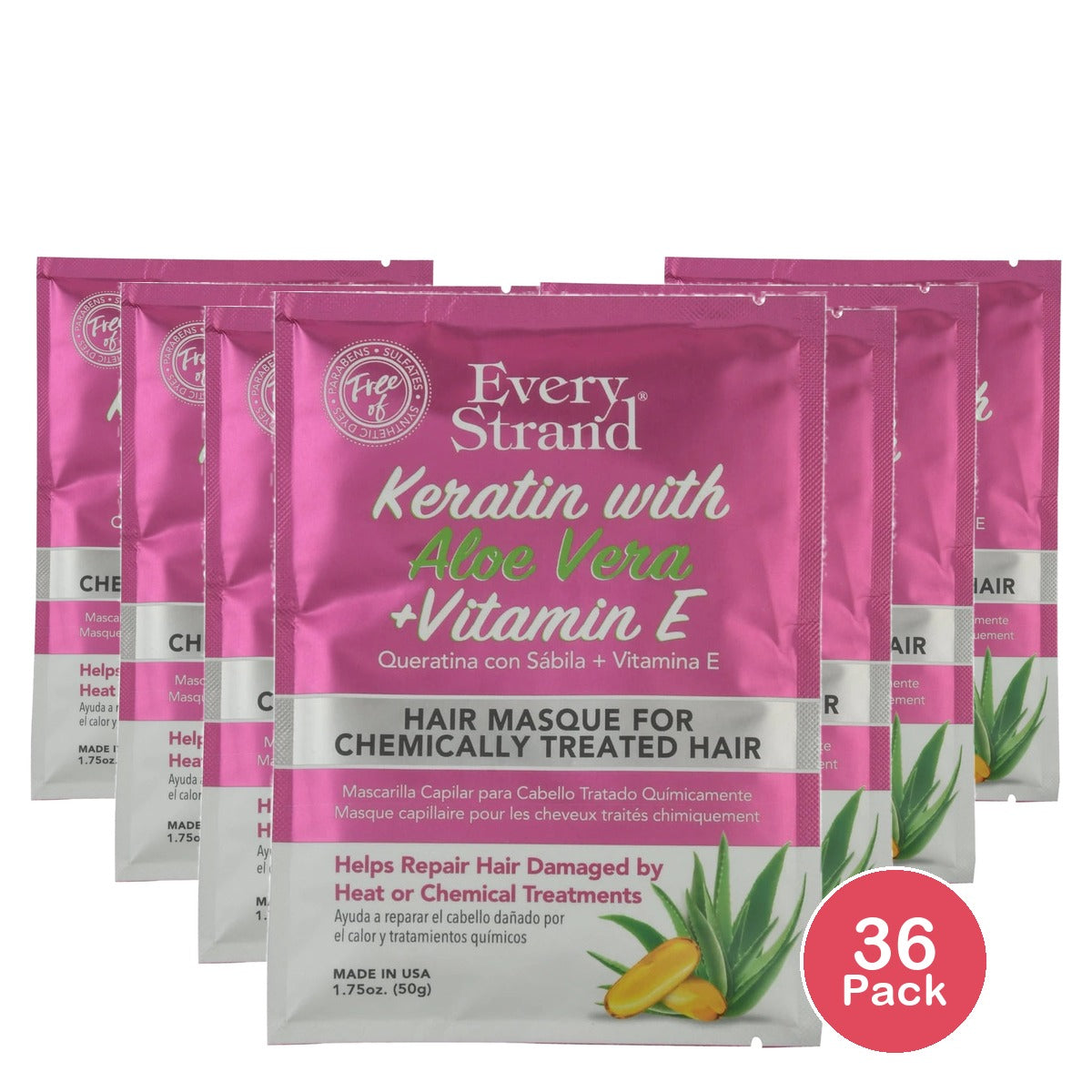 Every Strand Keratin with Aloe + Vitamin E Hair Masque for Chemically Treated Ha 1.75 Oz (Pack of 36)