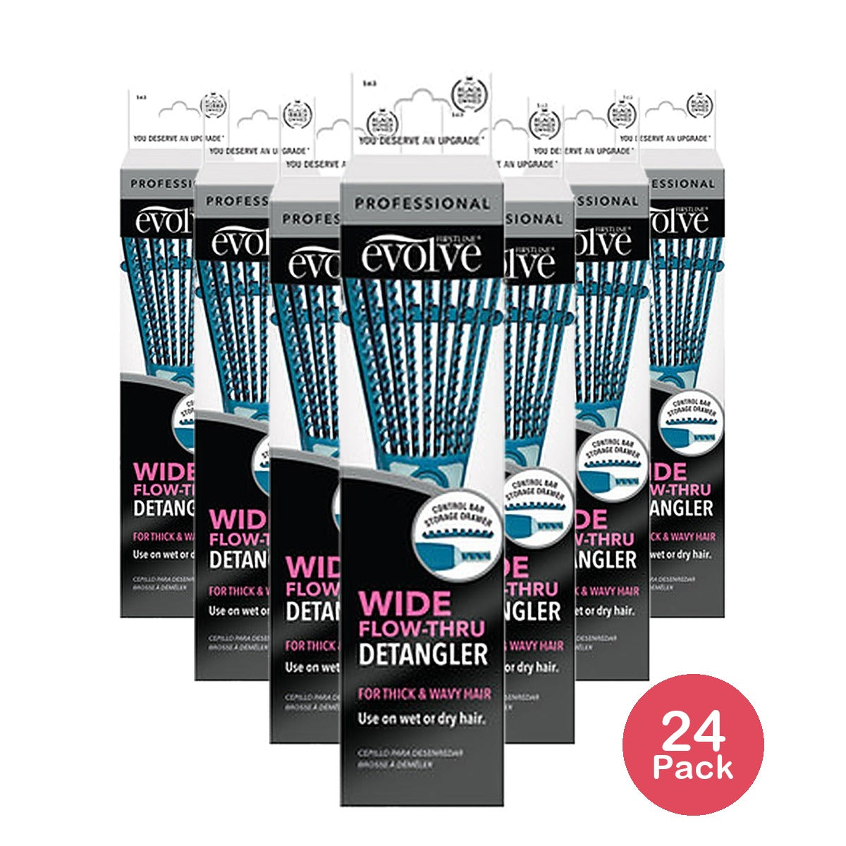 Evolve Wide Flow-Thru Detangling Comb (Pack of 24)