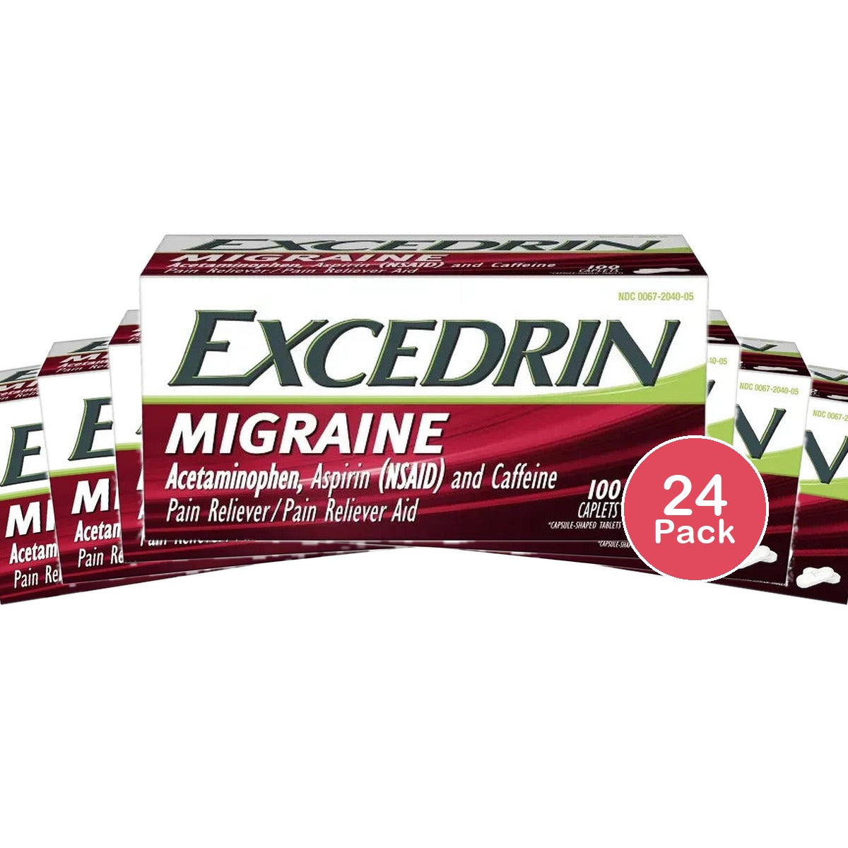 Excedrin Migraine Pain Reliever Caplets - Acetaminophen/Aspirin (NSAID) - 100ct 3.21 Oz (Pack of 24)