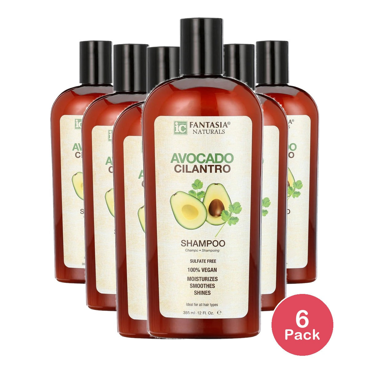 Fantasia Avocado & Cilantro Moisturizing Daily Shampoo with Keratin 12 fl oz (Pack of 6)