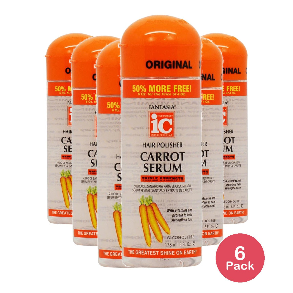 Fantasia Hair Polisher Carrot Hair Serum . 6 Oz (Pack of 6)