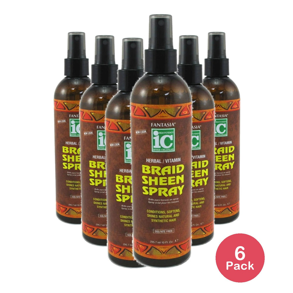 Fantasia Ic Braid Sheen Spray Conditoning 10 Oz (Pack of 6)