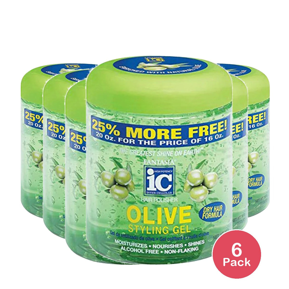 Fantasia Ic Hair Polisher Olive Styling Gel Bonus 20 Oz (Pack of 6)