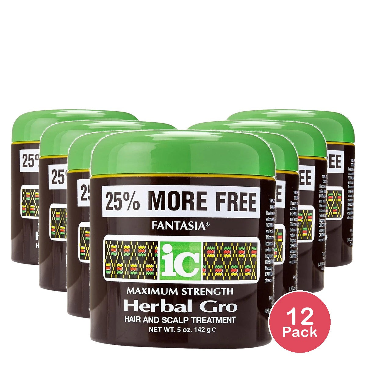 Fantasia Maximum Strength Herbal Gro Hair And Scalp Treatment 5 oz (Pack of 12)