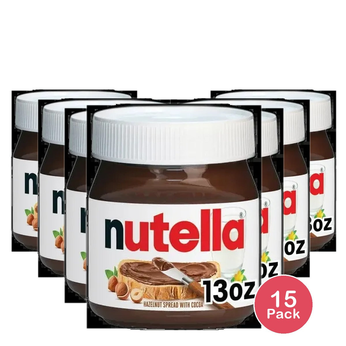 FERRERO Nutella Hazelnut Spread with Cocoa 13 Oz (Pack of 15)