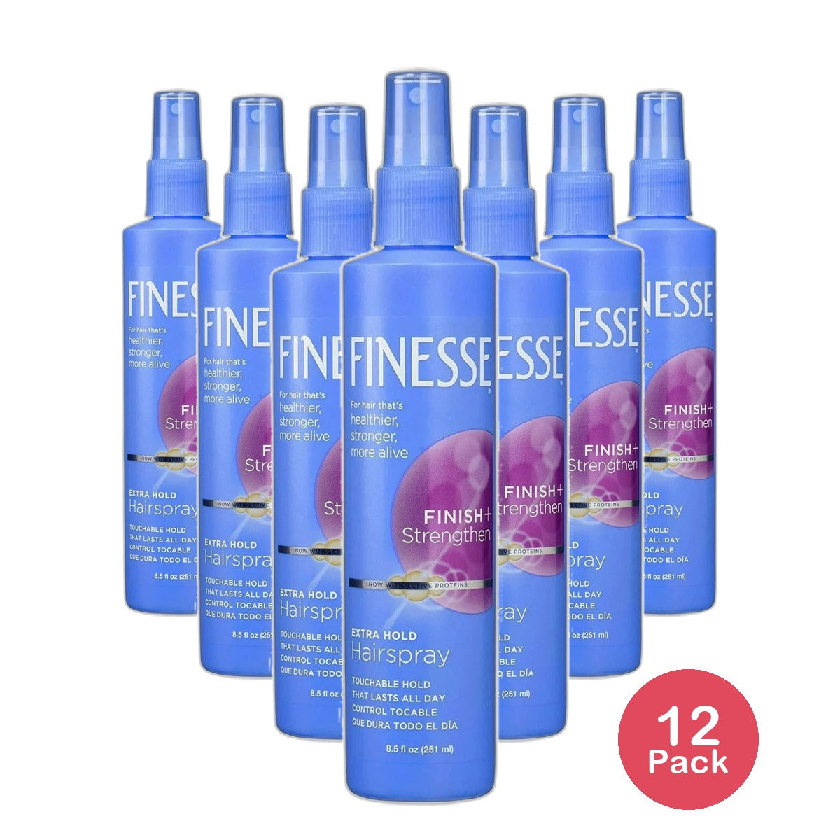 Finesse Finish Plus Strengthen Extra Hold Non-Aerosol Hair Spray 8.5Oz (Pack of 12)