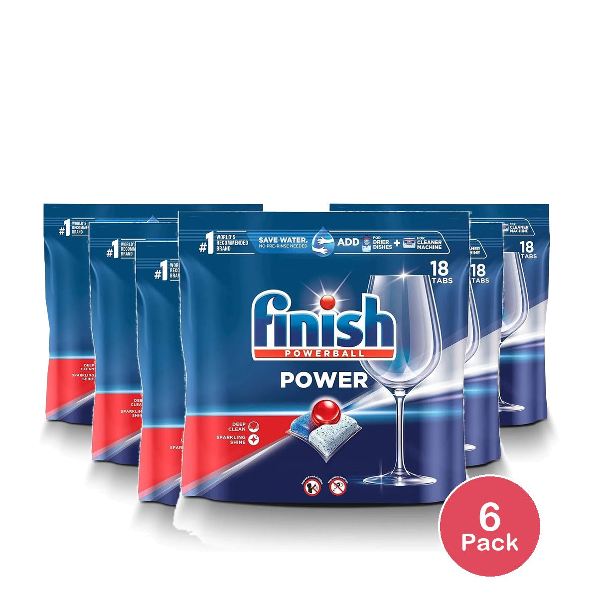 Finish Power Dishwasher Detergent Powerball Dishwashing Tablet18 Count 68.38oz (image may vary) (Pack of 6)