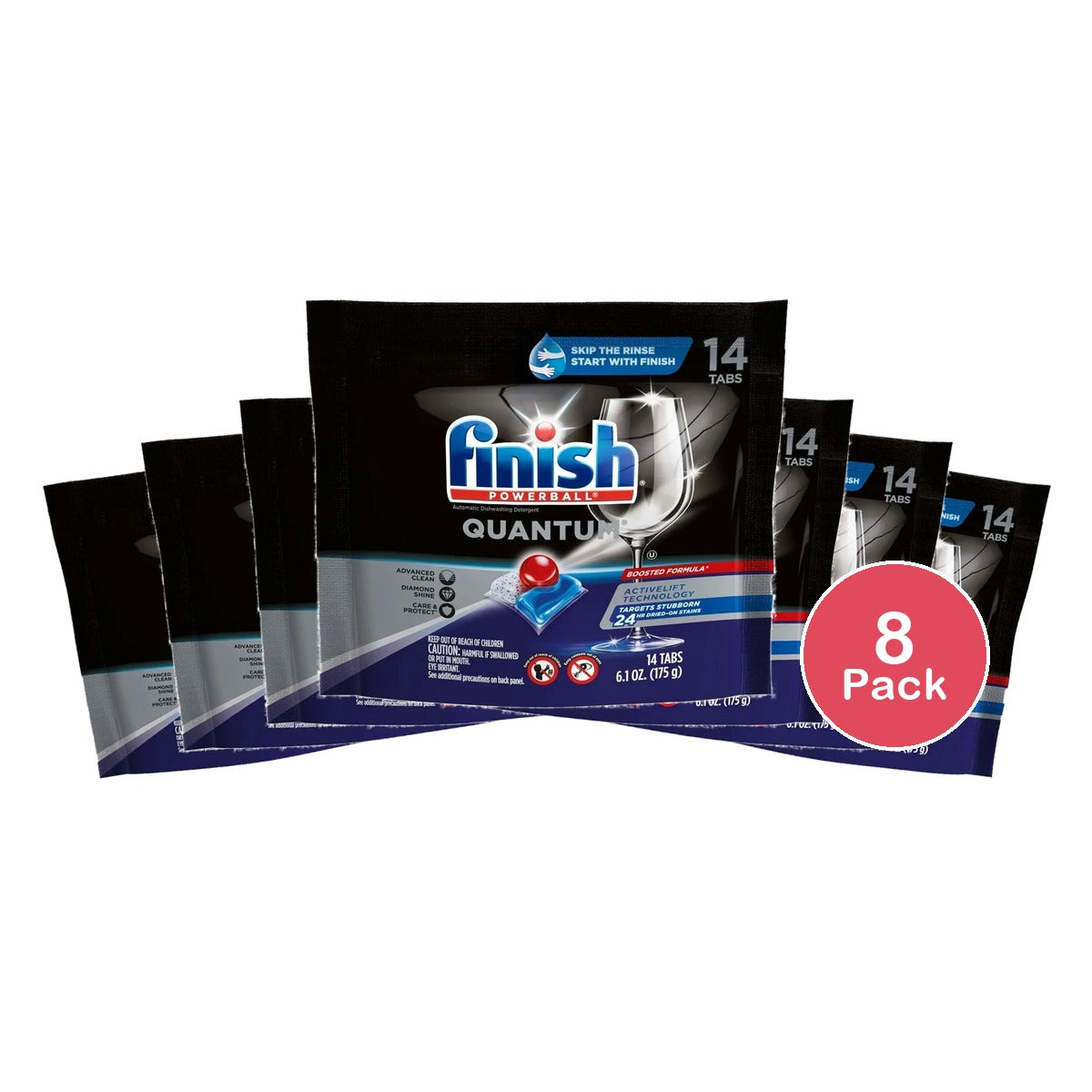 Finish Quantum Dishwasher Tabs 14 Count 6.1oz (Pack of 8)