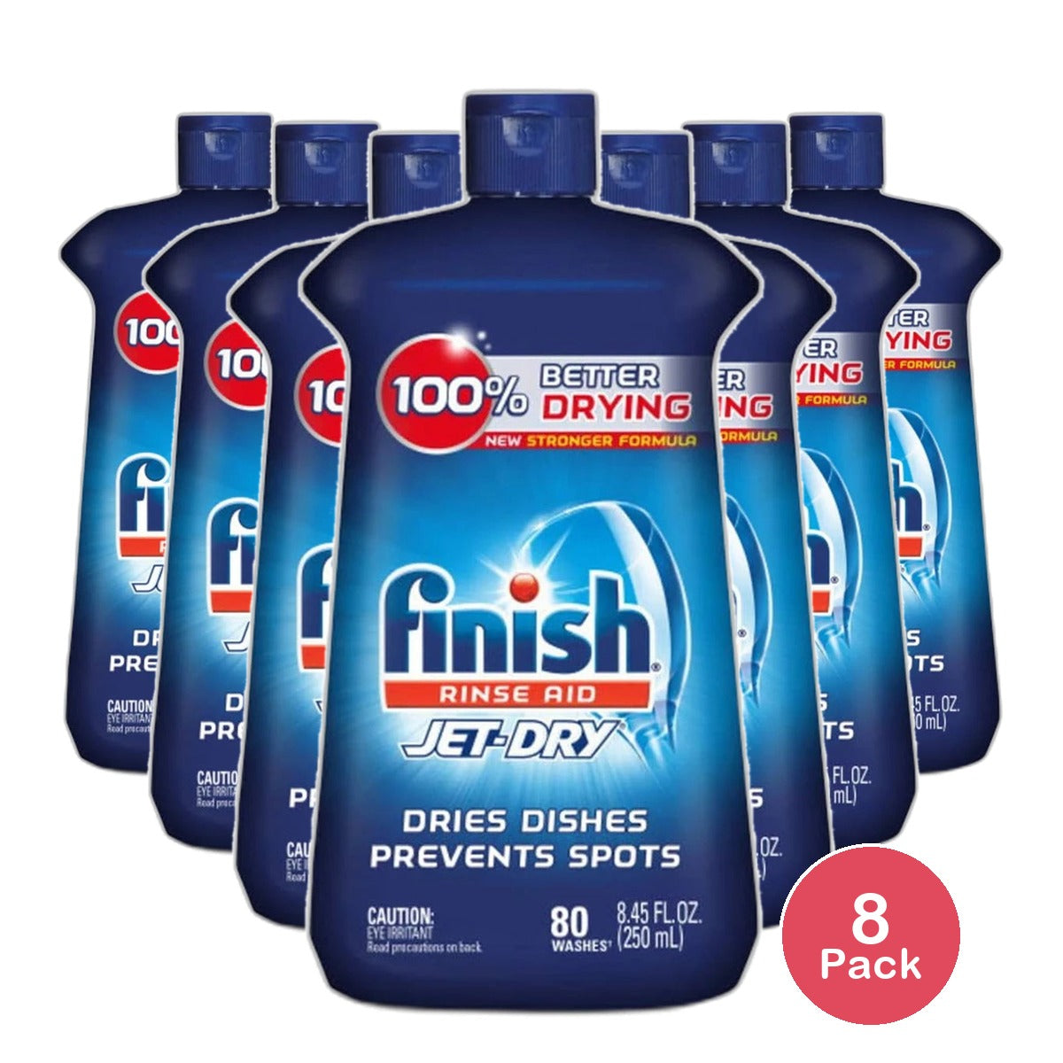 Finish Rinse Aid Jet-Dry Prevents Spots Dishwasher 8.45Oz (Pack of 8)