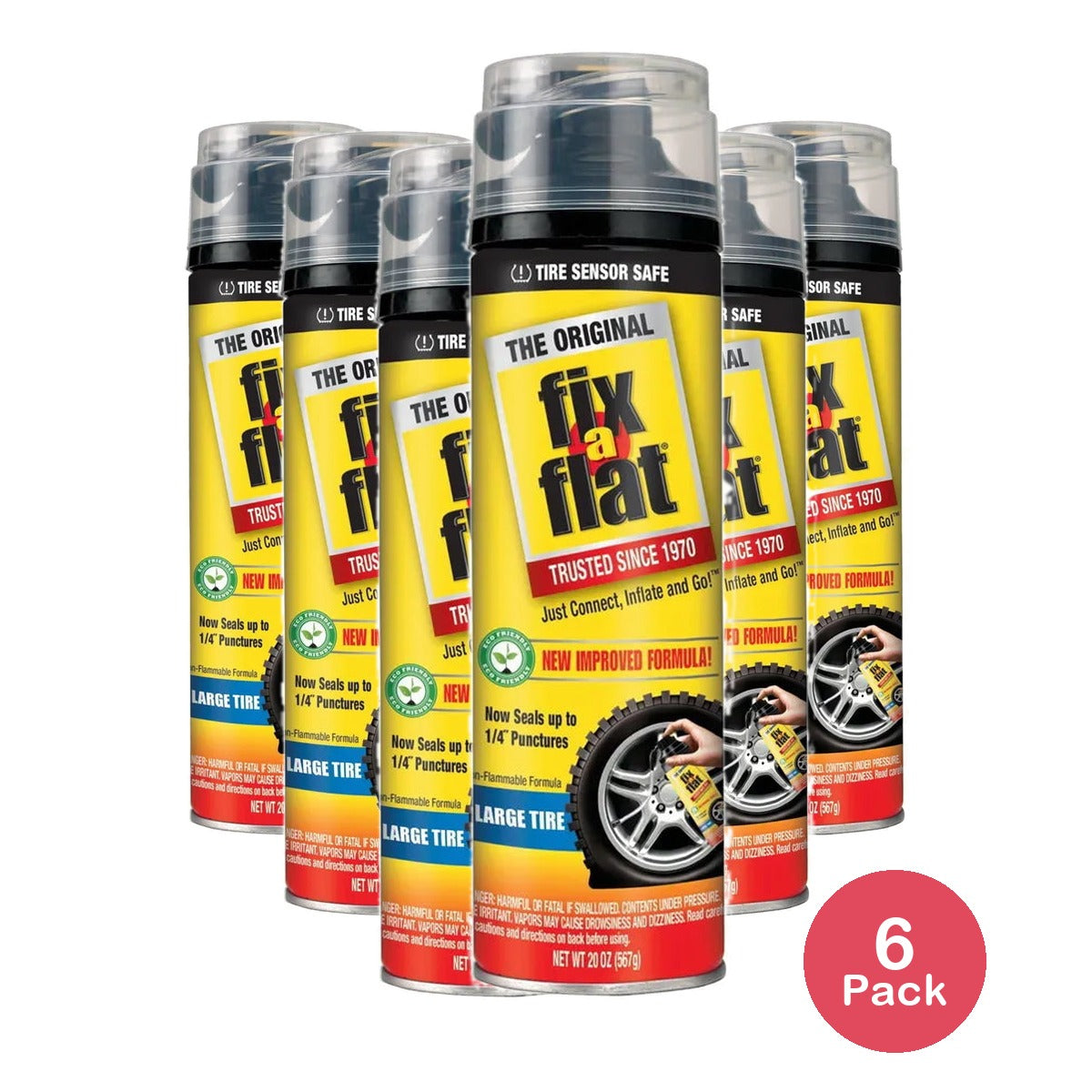 Fix-A-Flat Eco-friendly Aerosol Tire Inflator Standard Tires 20Oz (Pack of 6)