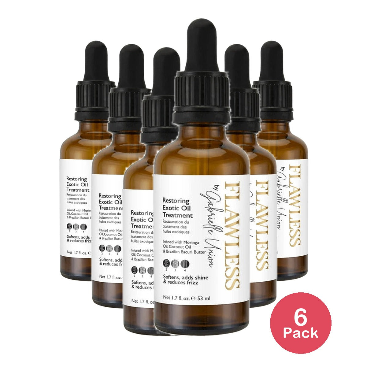 Flawless by Gabrielle Union Restoring Exotic Oil Treatment for Natural Curly & Coily Hair, 1.7 Fl. Oz (Pack of 6)