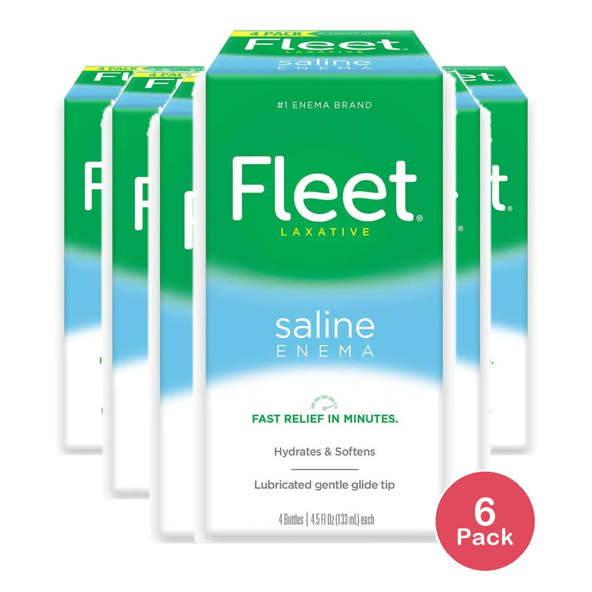 Fleet Enema Ready To Use Saline Laxative Regular 4.5Oz (Pack of 6)