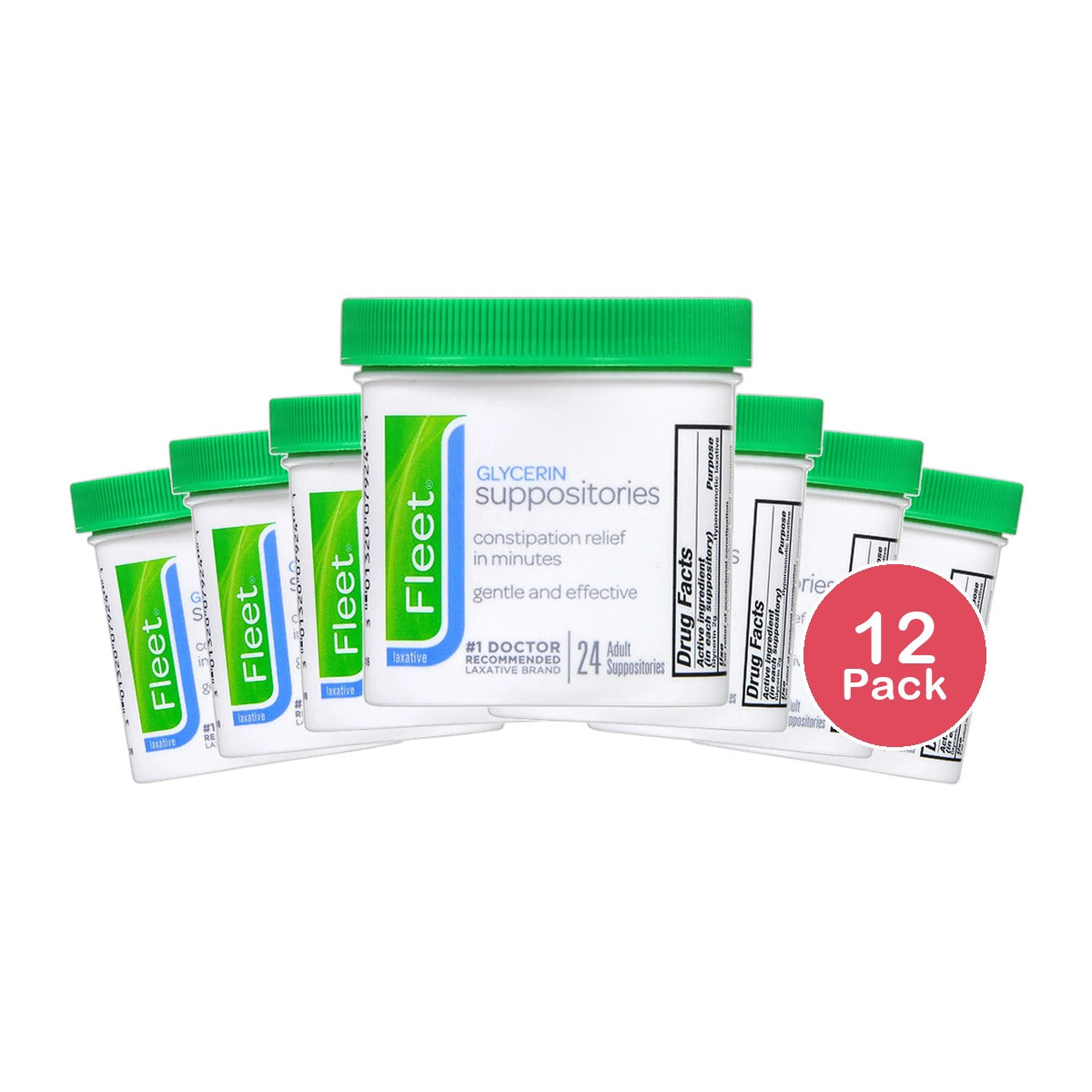 Fleet Glycerin Laxative Adult Suppositories Jar24 Ea 3.21oz (Pack of 12)