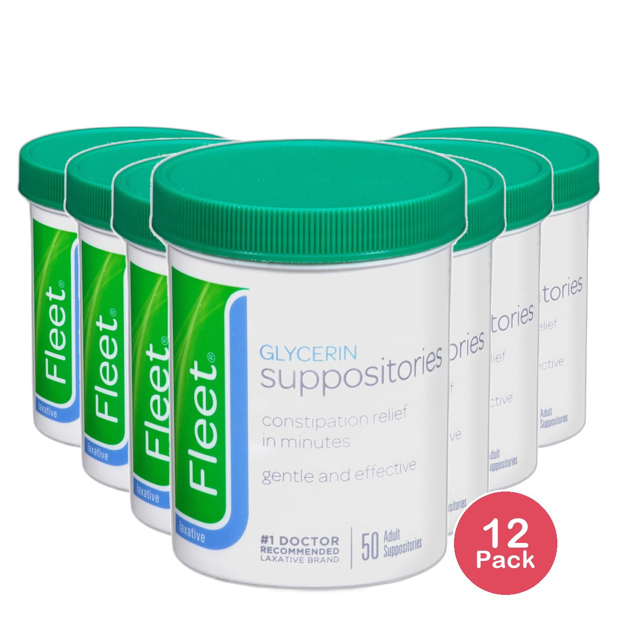 Fleet Glycerin Suppositories Adult Laxative Jar 3.36oz (Pack of 12)