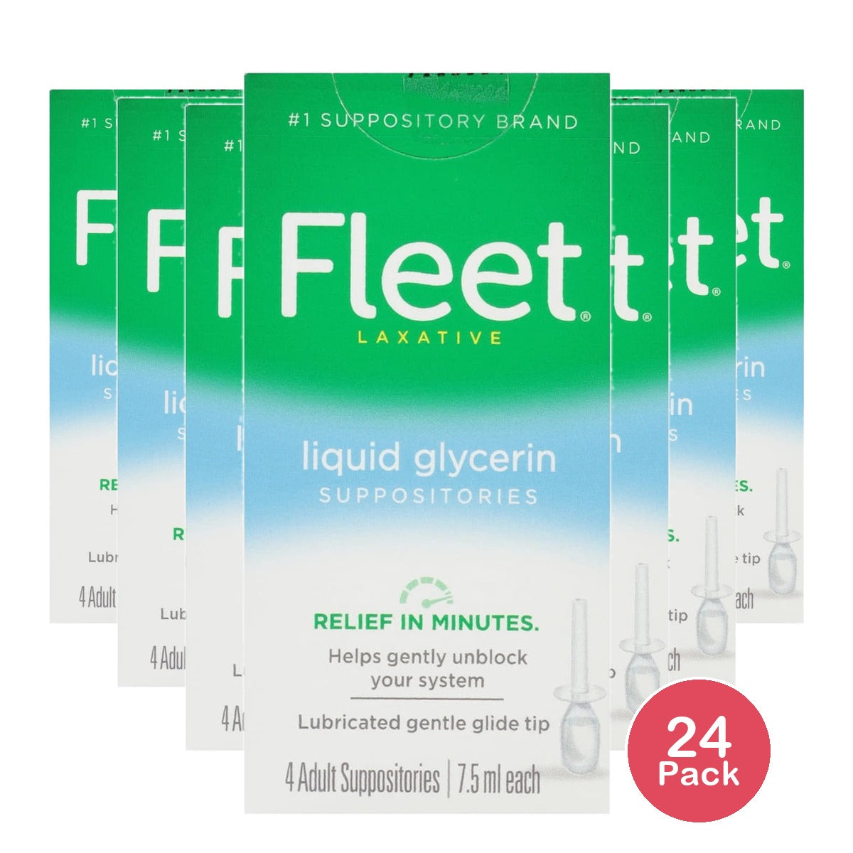 Fleet Laxative Liquid Glycerin Suppository for Adult Constipation - 4ct 2.24 Oz (Pack of 24)