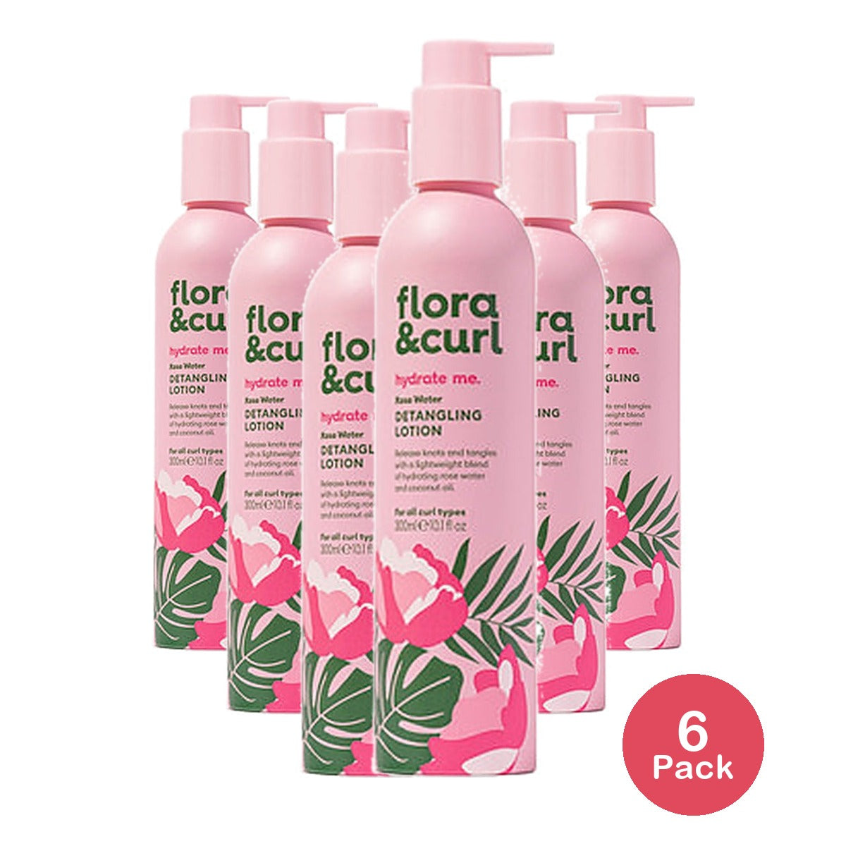 Flora & Curl Rose Water Detangling Lotion 10.1 Oz (Pack of 6)