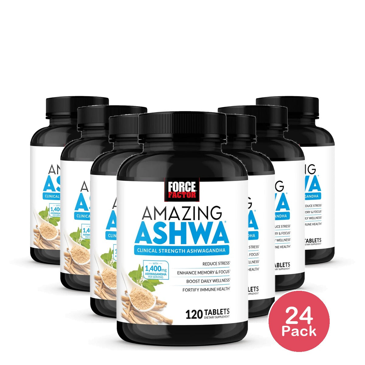 Force Factor Amazing Ashwa KSM-66 Ashwagandha Tablets for Stress Relief 120 Ta 6.8 Oz (Pack of 24)