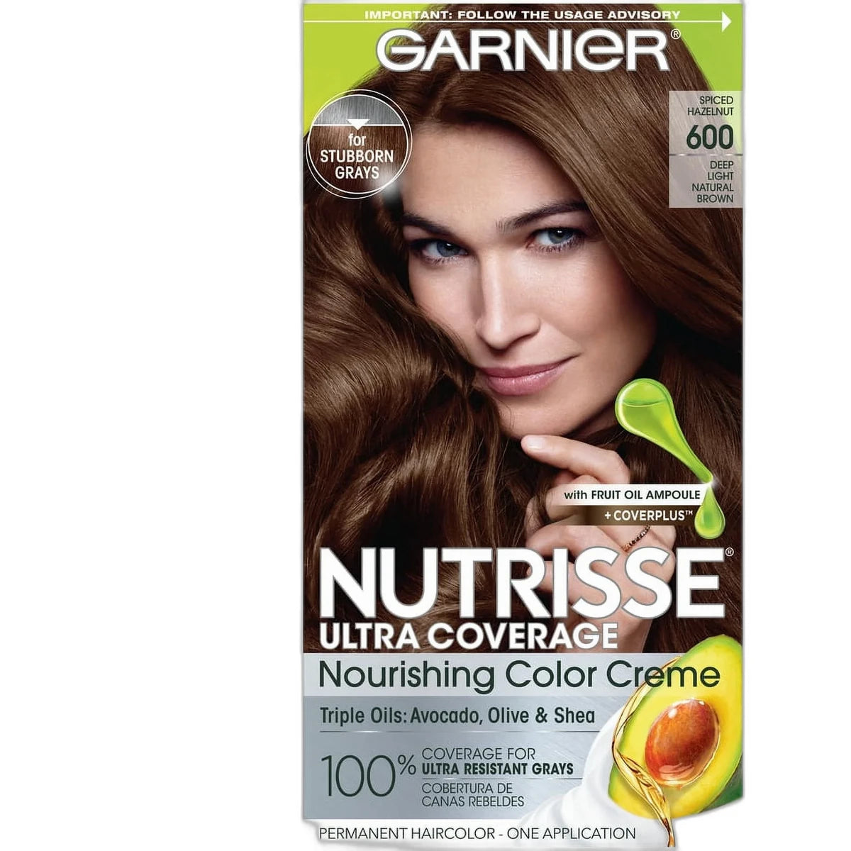 Garnier Nutrisse Ultra Coverage Nourishing Hair Color Creme 600 Deep Light Natural Brown 8.48oz (Pack of 12)