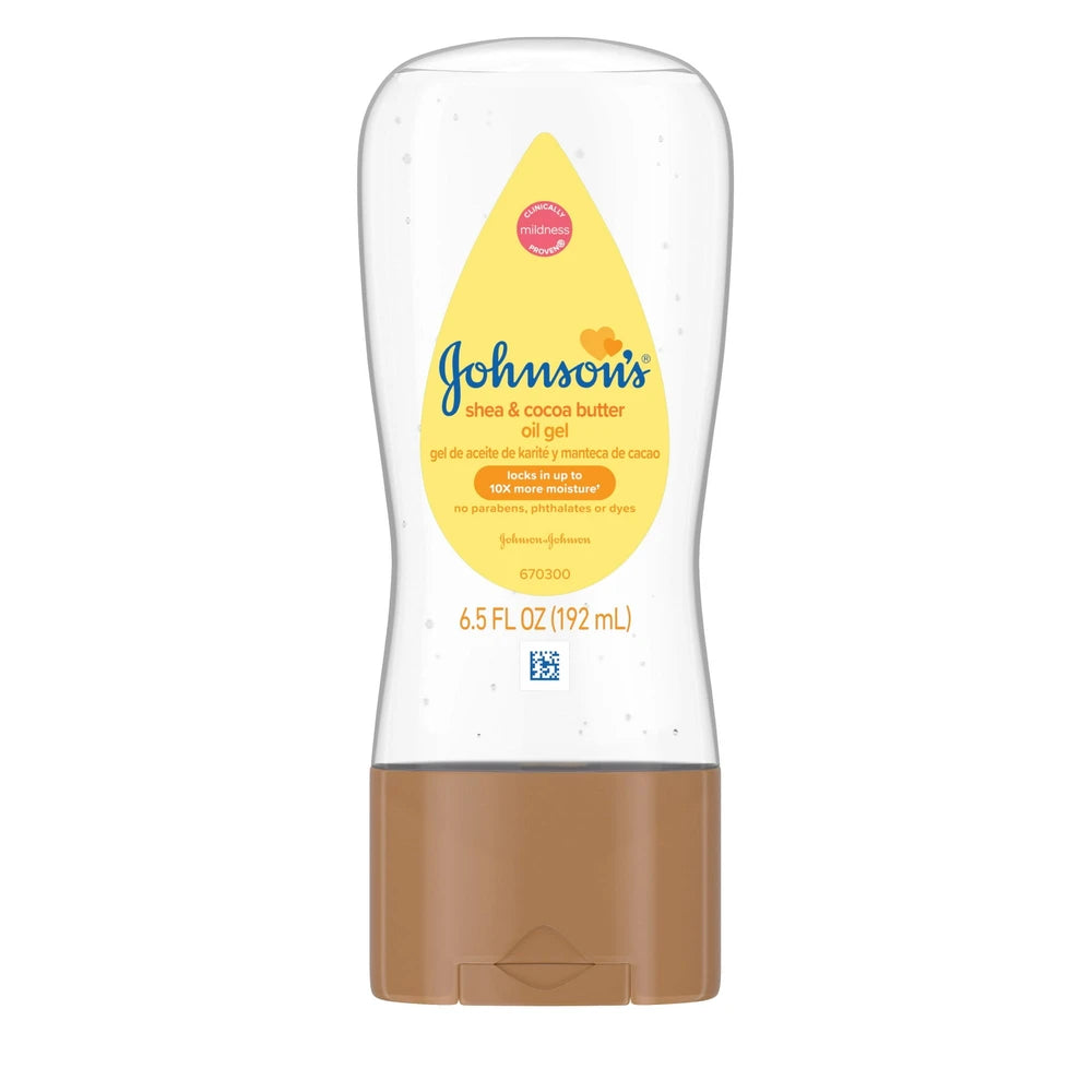 Johnson's Baby Oil Gel Enriched with Shea and Cocoa Butter, Great for Baby Massa 6.5 fl Oz(Pack of 24)