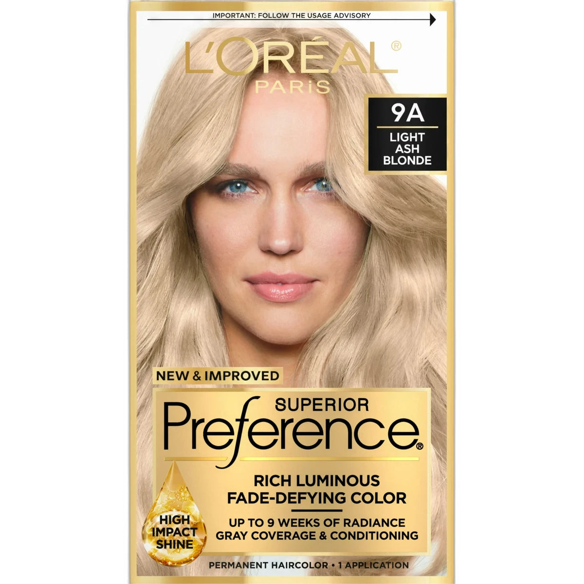 Loreal Superior Preference Hair Color 9A Light Ash Blonde 8Oz (Pack Of 12)