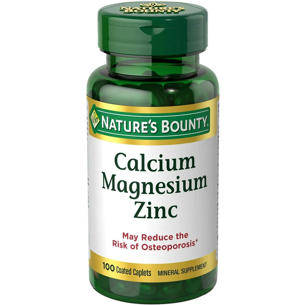 Nature S Bounty Calcium Magnesium Zinc Coated Caplets For Bone Health 100 Ct 6.64Oz (Pack Of 24)