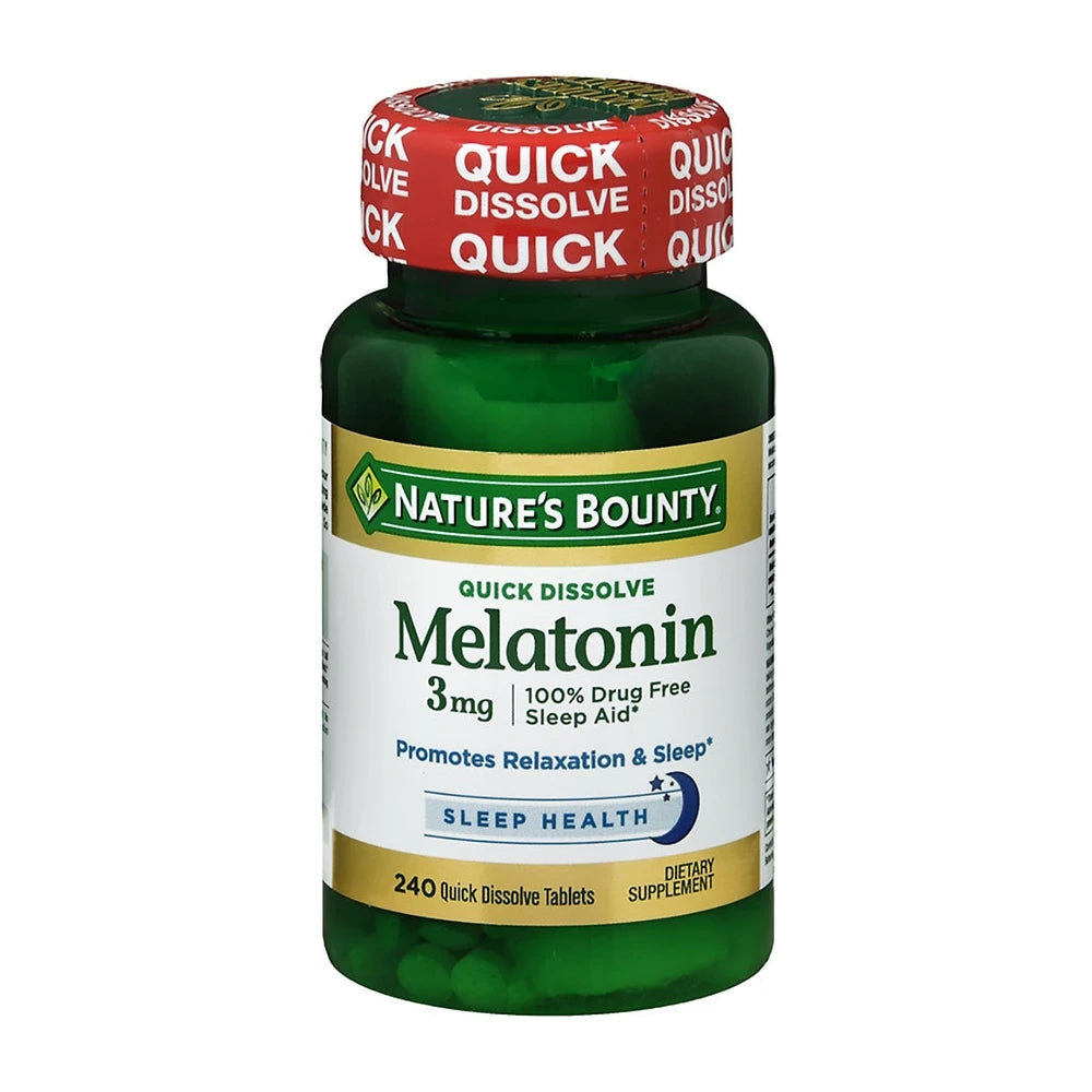 Nature’s Bounty Melatonin 3mg, 100% Drug Free Sleep Aids for Adults, Supports Re (Pack of 24)