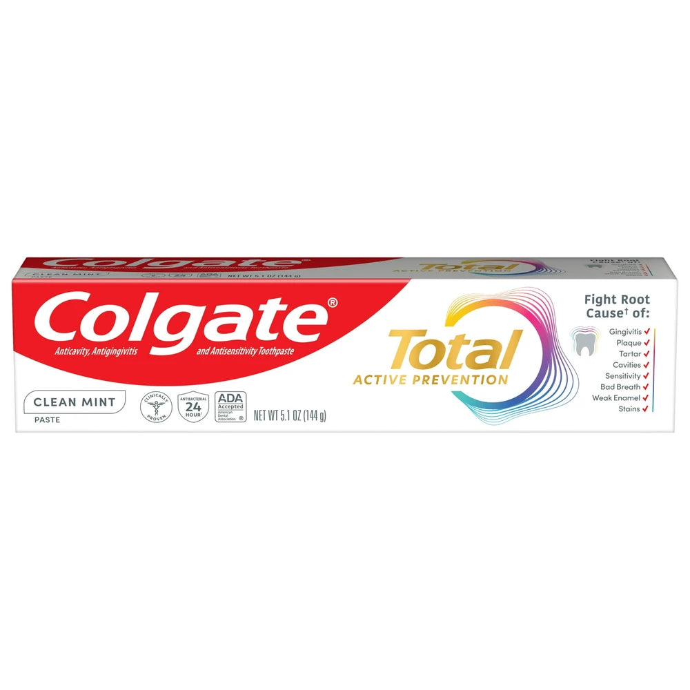 Colgate Total Active Prevention Clean Mint Toothpaste 5.1 Oz (Pack of 24)