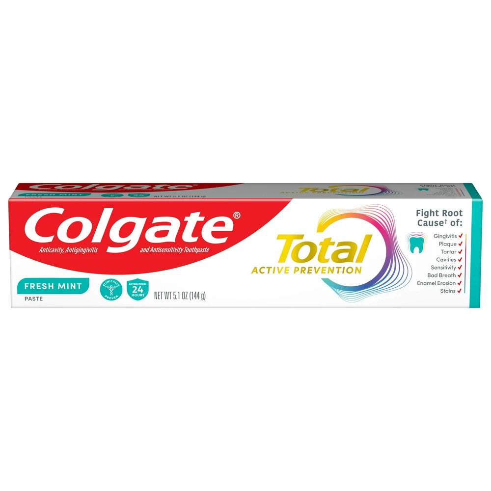 Colgate Total Active Prevention Fresh Mint Toothpaste 5.1 Oz (Pack of 24)