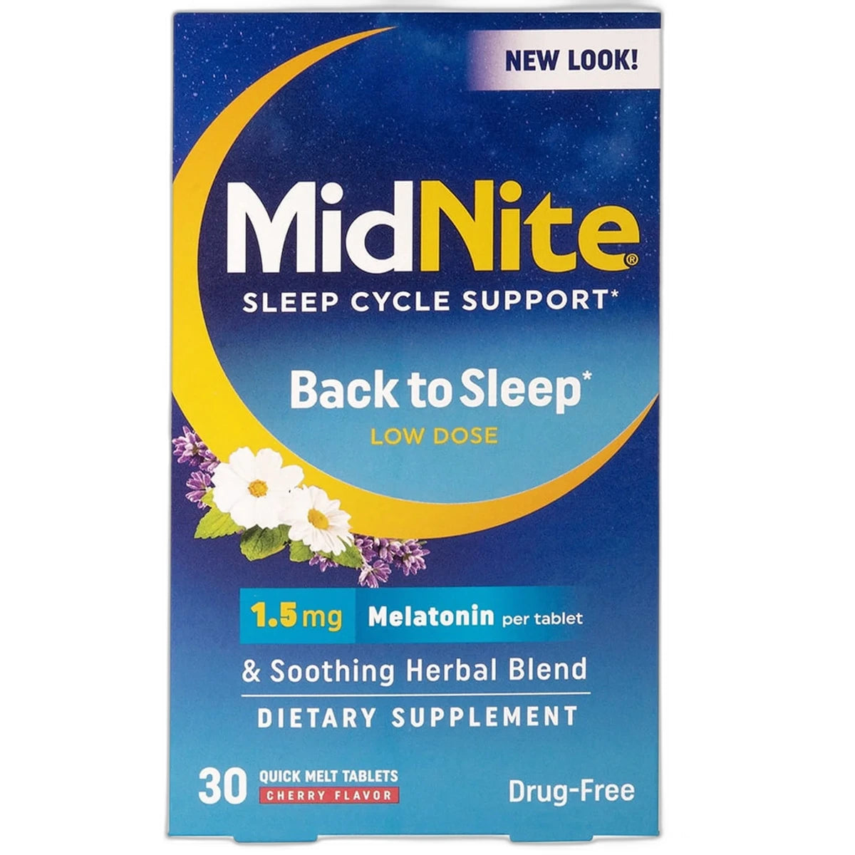 MidNite Sleep Aid Low Dose 1.5 mg Tablets Cherry Flavor 1.6oz (Pack of 24)