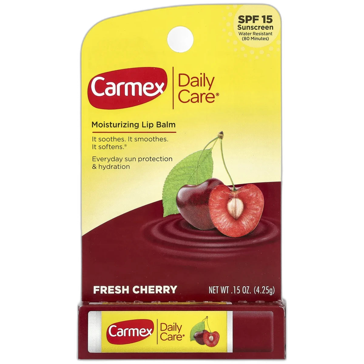 Carmex Daily Care SPF 15 Moisturizing Lip Balm Fresh Cherry 0.35Oz (Pack of 360)
