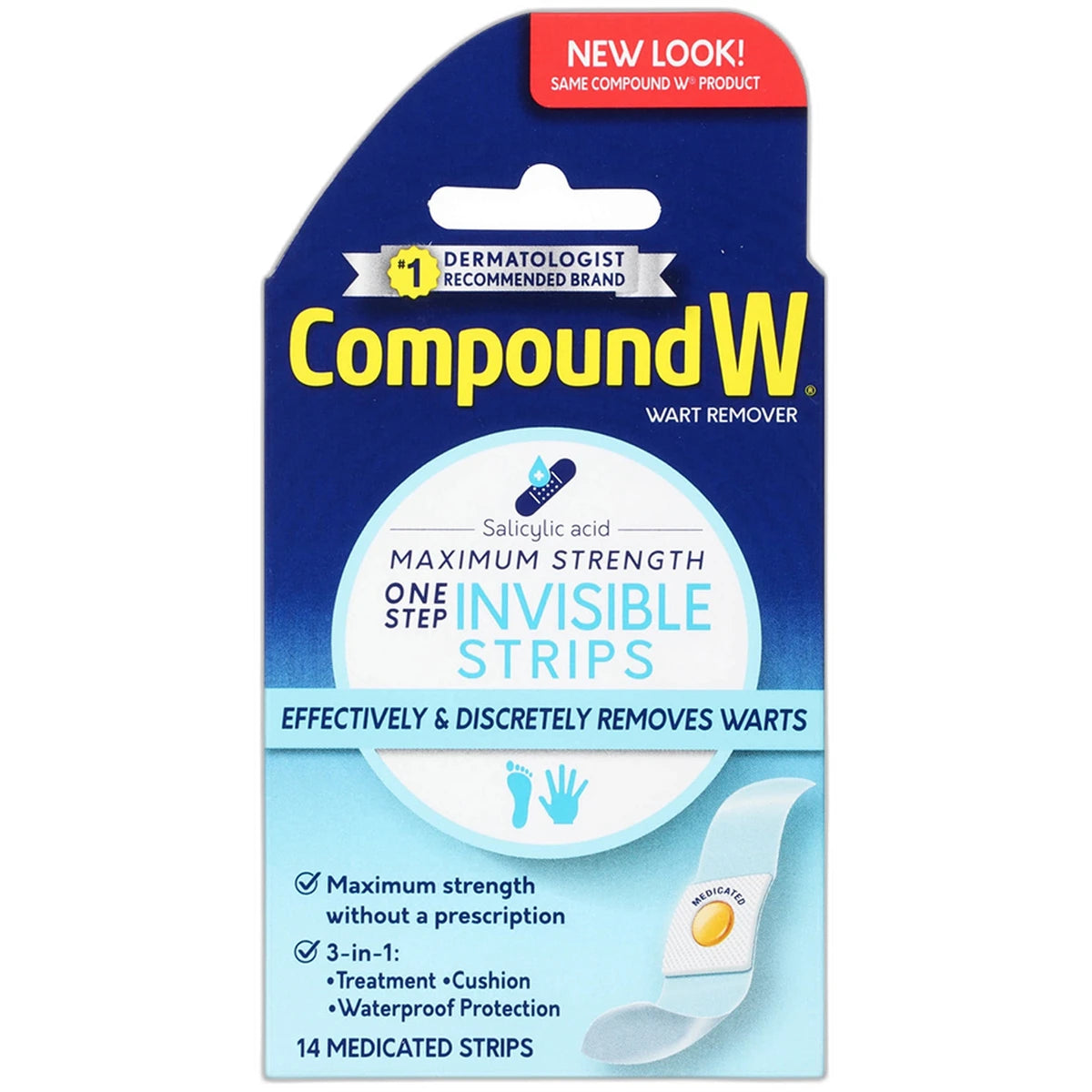Compound W Maximum Strength One Step Invisible Wart Remover Strips 0.64oz (Pack of 36)