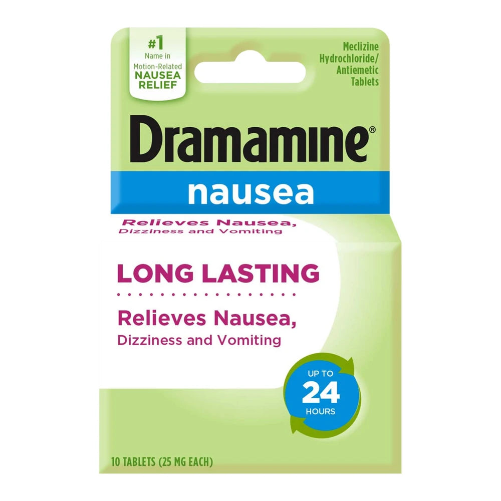Dramamine Nausea Long Lasting, Nausea Relief Tablets, 10 Count (B0794RGJH3) (Pack of 24)
