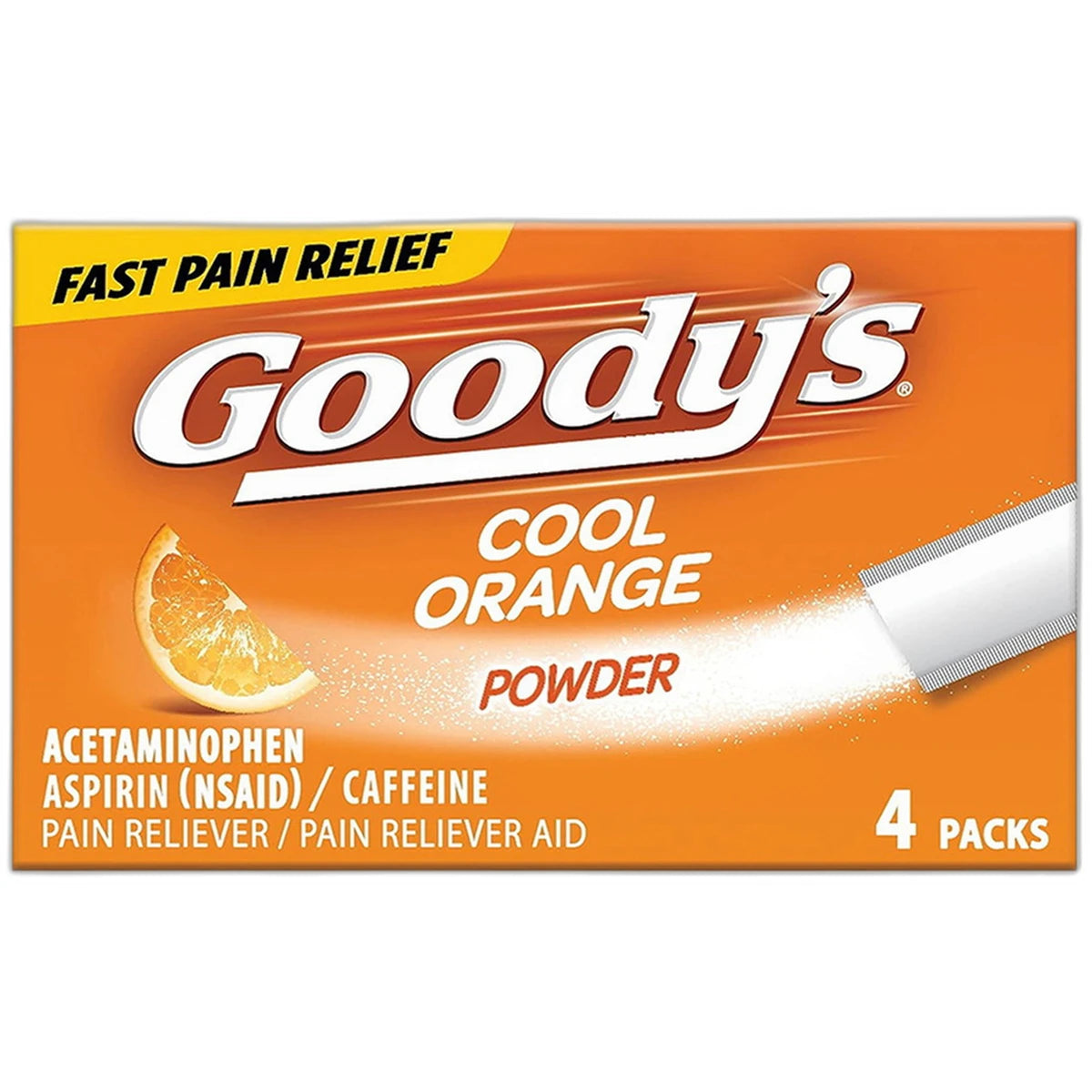 Goodys Extra Strength Headache Powder Cool Orange Flavor Dissolve Packs 4oz (Pack of 36)