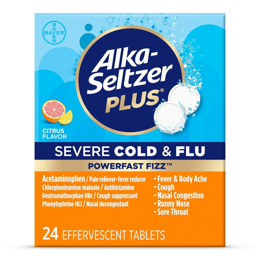 Alka-Seltzer Plus Powerfast Fizz Severe Cold & Flu Medicine Citrus Effervescent (Pack of 30)