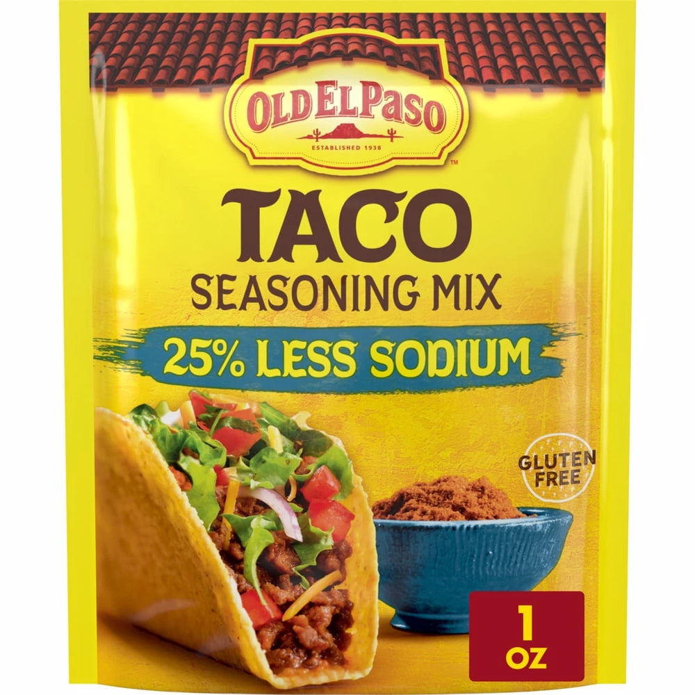 Old El Paso Taco Seasoning 25% Less Sodium 1 Oz (Pack of 32)
