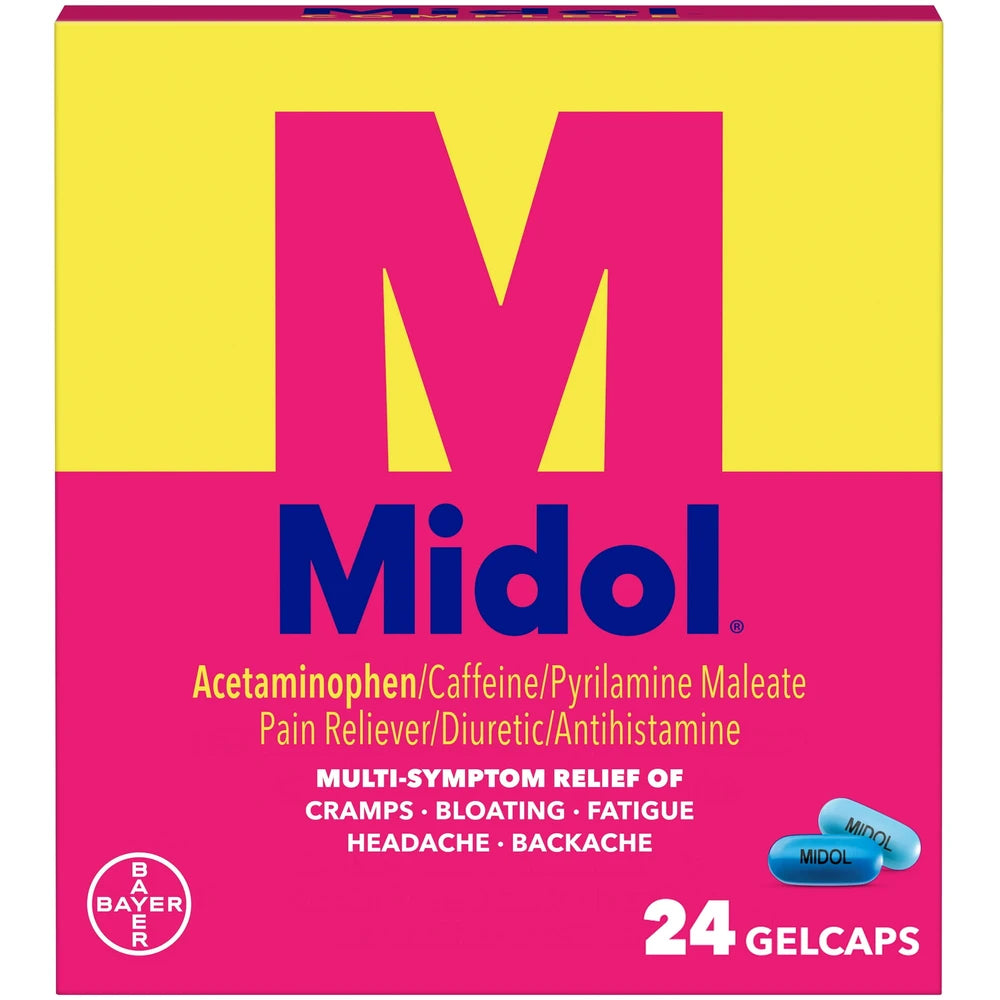 Midol Complete Menstrual Relief Maximum Strength Multi-Symptom Relief Gelcaps (Pack of 36)