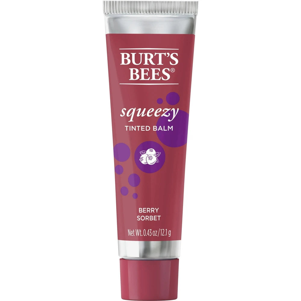 Burt'S Bees 100% Natural Squeezy Tinted Lip Balm With Beeswax, Berry Sorbet, 1 Tube 0.43 Oz (Pack Of 36)