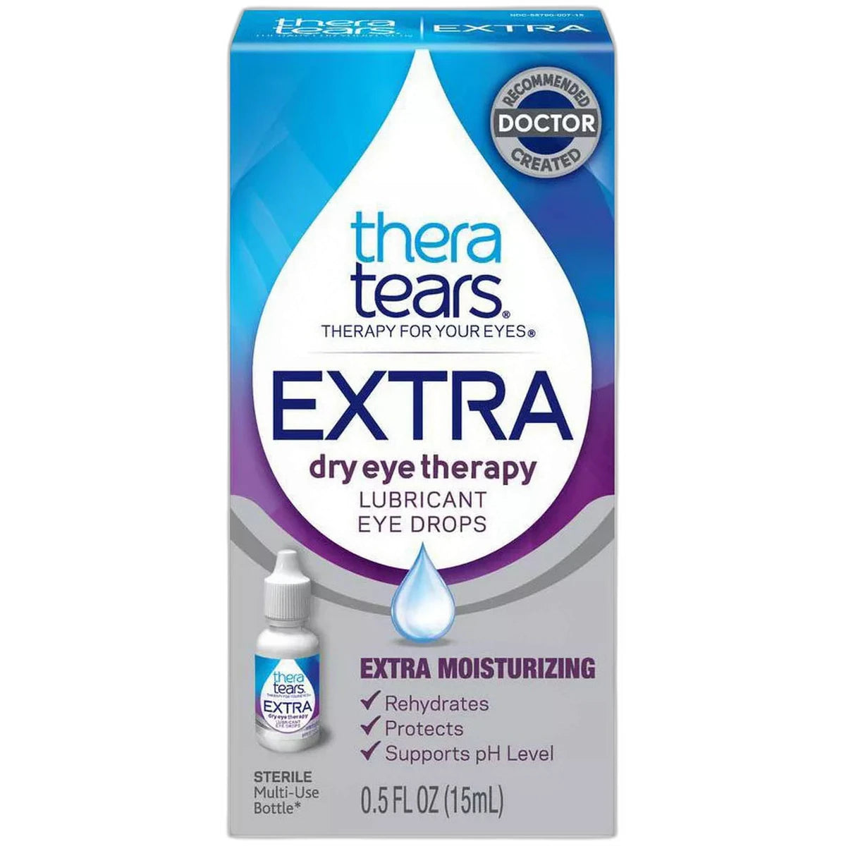 Theratears Extra Dry Eye Therapy Lubricating Eye Drops For Dry Eyes 0.5Oz (Pack Of 24)