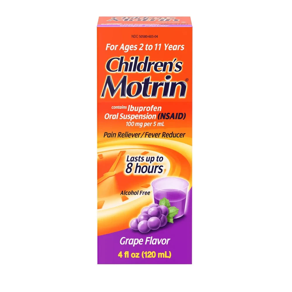Children's Motrin Pain Reliever/Fever Reducer Liquid - Ibuprofen (NSAID) - Grape - 4 fl Oz (Pack of 36)