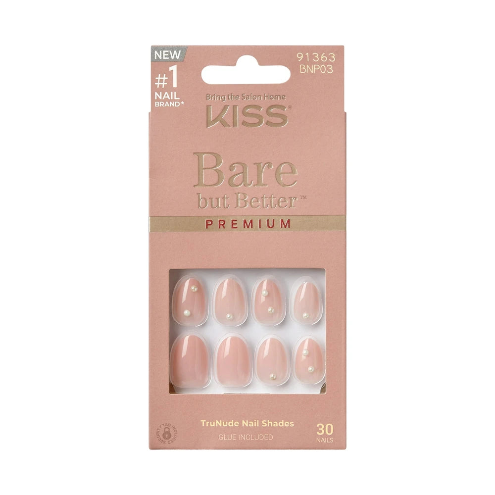 KISS Bare but Better Premium Press-On Nails ‘Slay’ Nude Short Almond 33 Ct (Pack of 36)