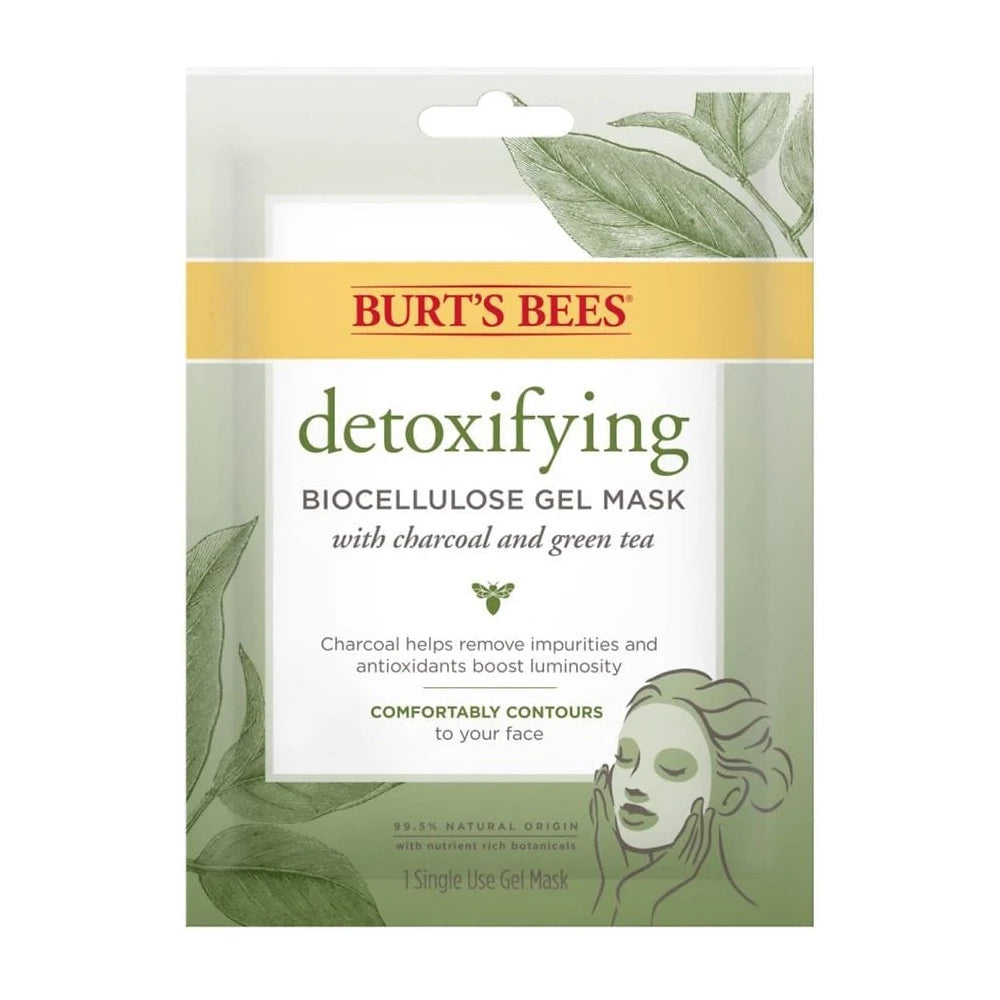 Burt's Bees Detoxifying Biocellulose Gel Mask with Charcoal and Green Tea (Pack of 48)