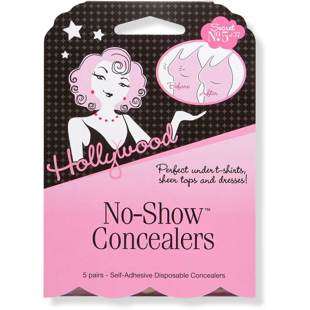 Hollywood Fashion Secrets Tape No Shows Disposable Self Adhesive Nipple Concealers Nude 5 Pairs 0.63Oz (Pack Of 24)