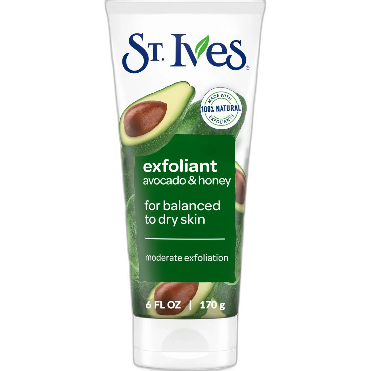 St. Ives Soft Skin Exfoliating Face Scrub Avocado and Honey Facial Exfoliator 6Oz (Pack of 6)