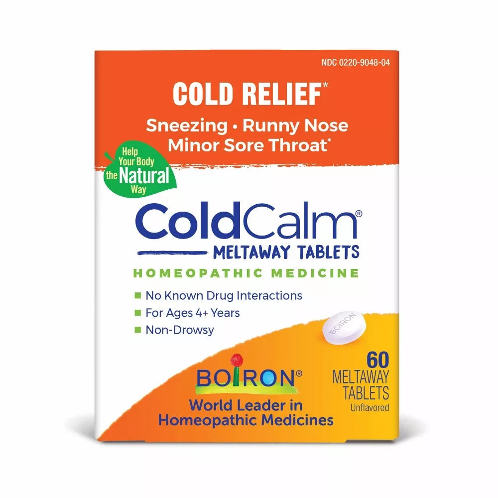 Boiron ColdCalm Tablet Relief of Common Cold Symptoms Sneezing, Runny Nose, Sore Throat, 60 Tablets (Pack of 60)