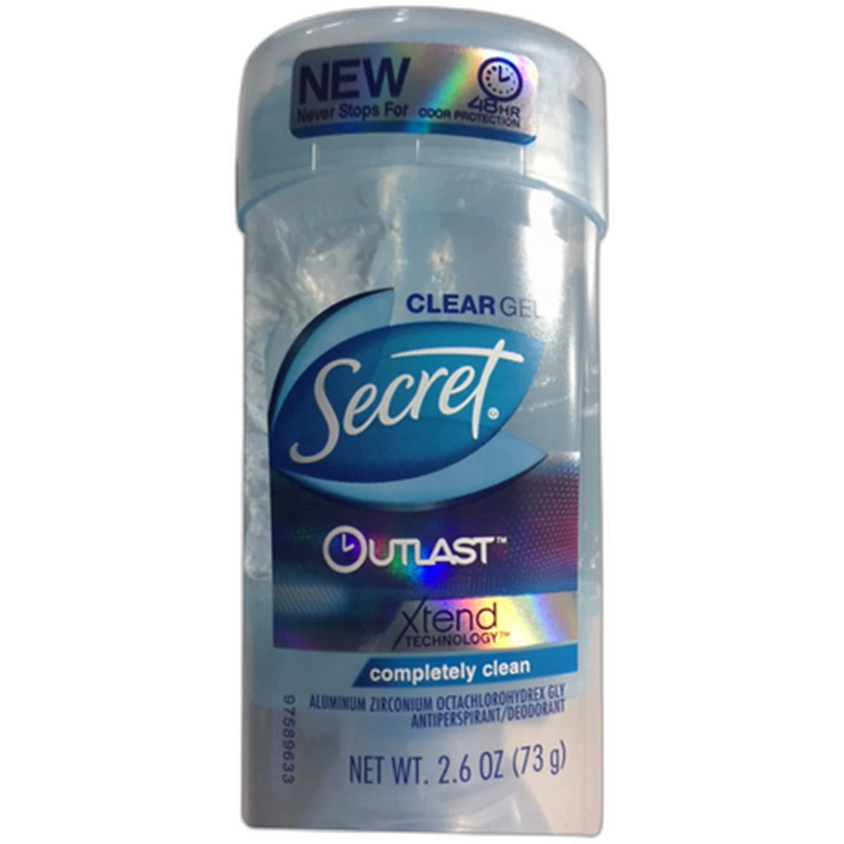 Secret Outlast Antiperspirant And Deodorant Clear Gel Completely Clean 2.6Oz (Pack of 12)